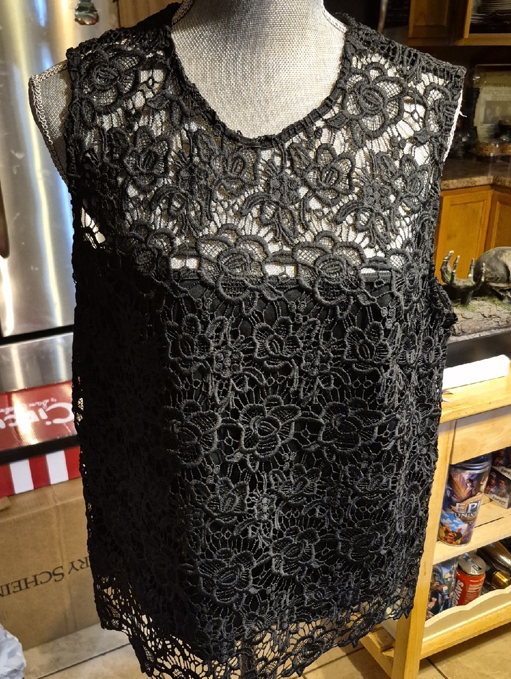 Nanette Lepore Black Floral Lace Shell